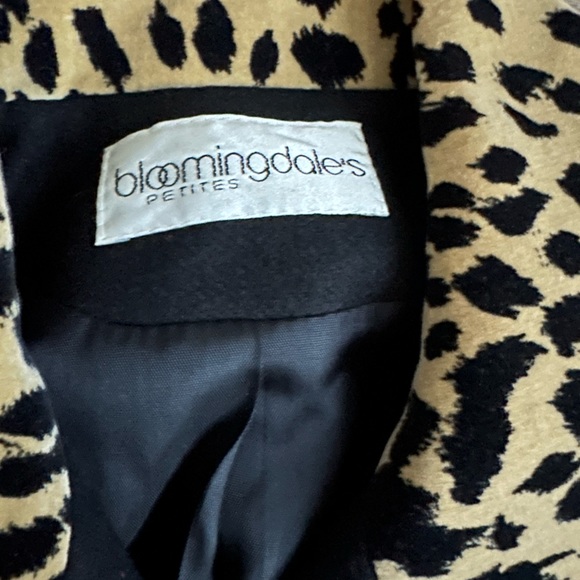 Vintage Bloomingdales Double Breasted Blazer Wool Leopard Animal Print Size 4 - Picture 9 of 9